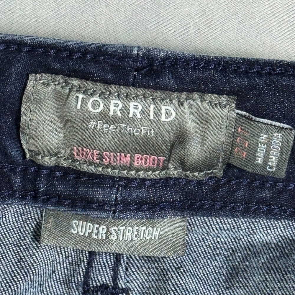 Torrid Womens Luxe Slim Bootcut Jeans Indigo Blue Denim Super Stretch Size 22 T - Picture 13 of 16
